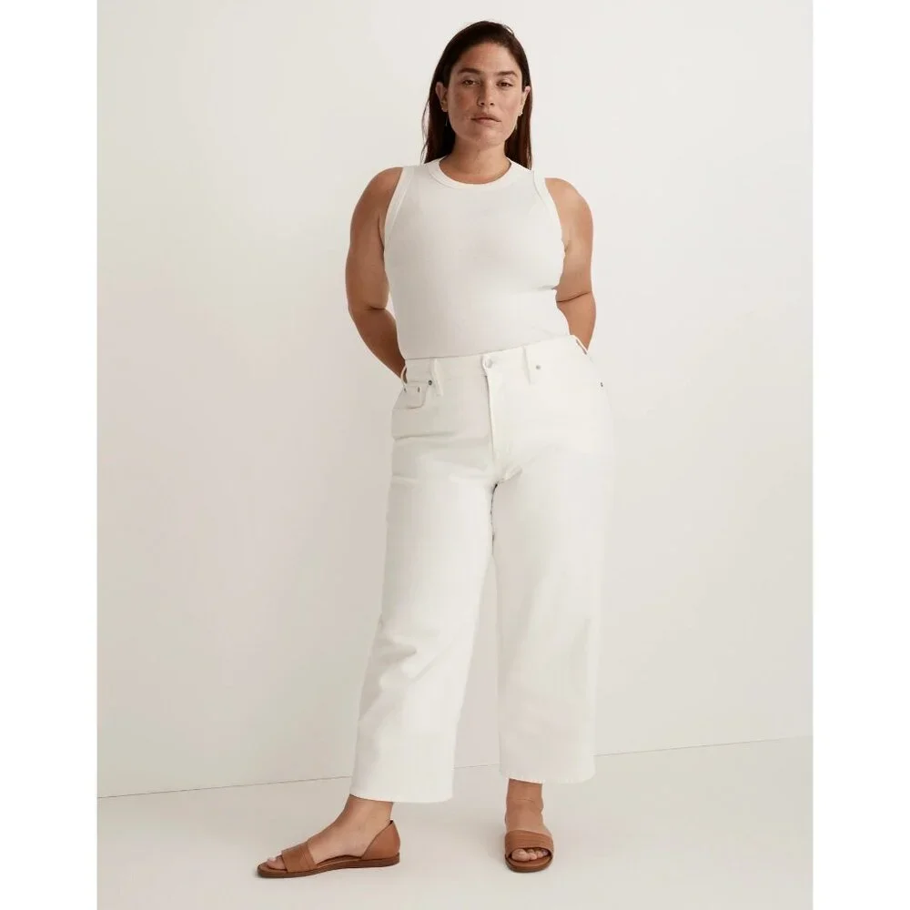 Madewell The Plus Perfect Vintage Wide-Leg Crop Jeans Womens Size 24W Tile White - Picture 4 of 16